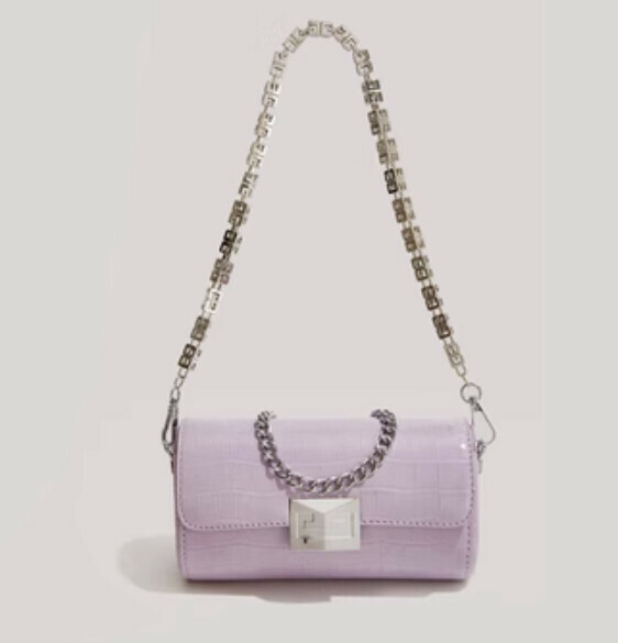 Popular pu leather versatile chain crossbody bag (purple)