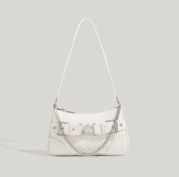 Popular pu leather high-end shoulder crossbody bag (white)