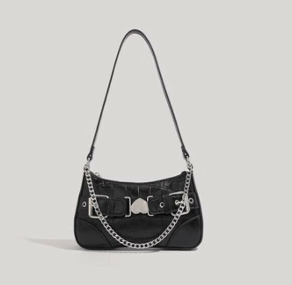 Popular pu leather high-end shoulder crossbody bag (black)