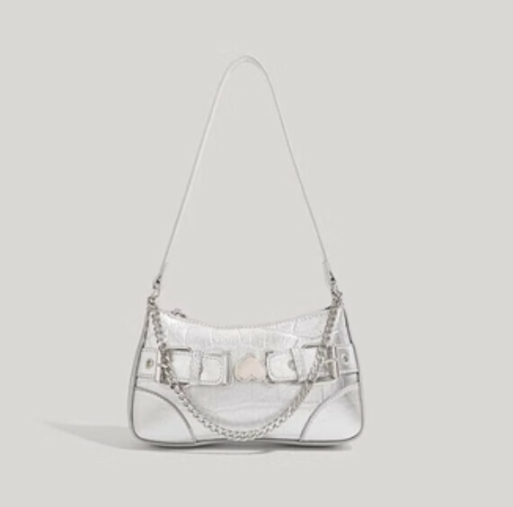 Popular pu leather high-end shoulder crossbody bag (silver)