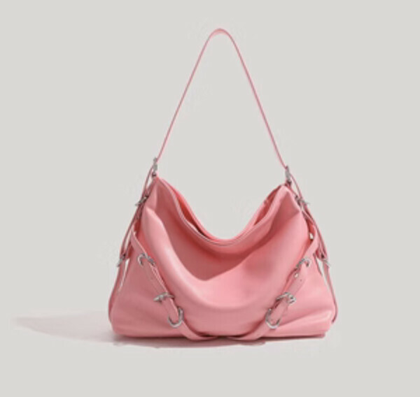Popular pu leather commuter tote crossbody bag (pink)
