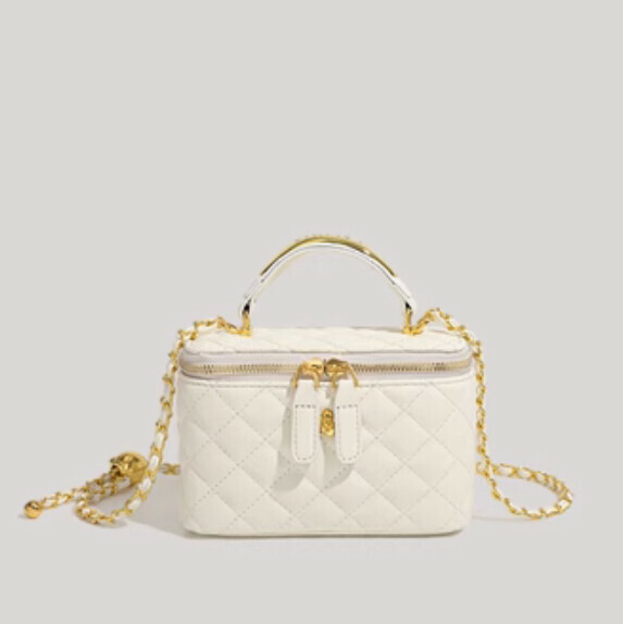 Popular pu leather small fragrant shoulder crossbody bag (off-white)