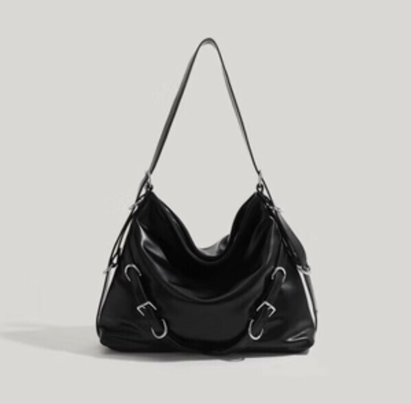 Popular pu leather commuter tote crossbody bag (black)