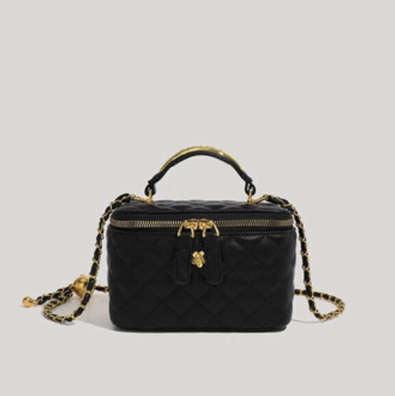 Popular pu leather small fragrant shoulder crossbody bag (black)