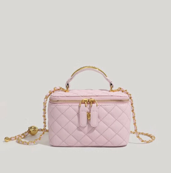 Popular pu leather small fragrant shoulder crossbody bag (pink)