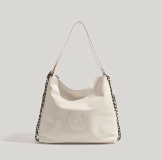 Popular pu leather large commuting bag tote bag (white)