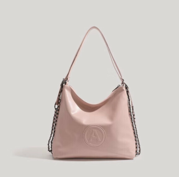 Popular pu leather large commuting bag tote bag (pink)