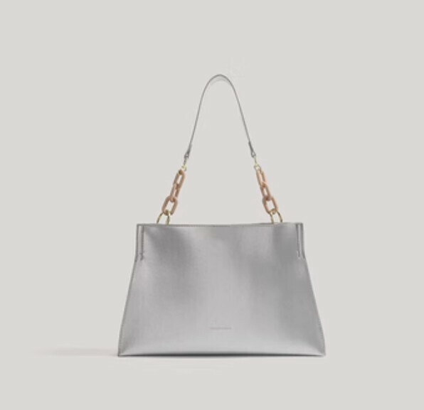 Popular pu leather large capacity shoulder armpit bag (silver)