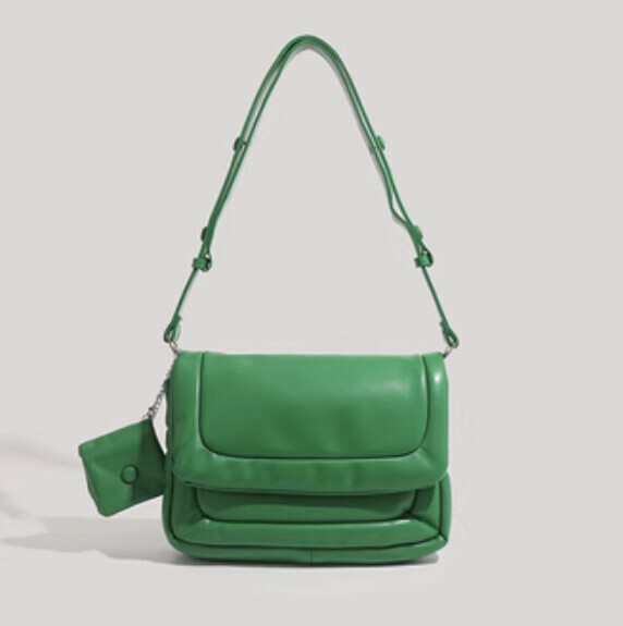 Popular pu leather large-capacity shoulder crossbody bag (green)