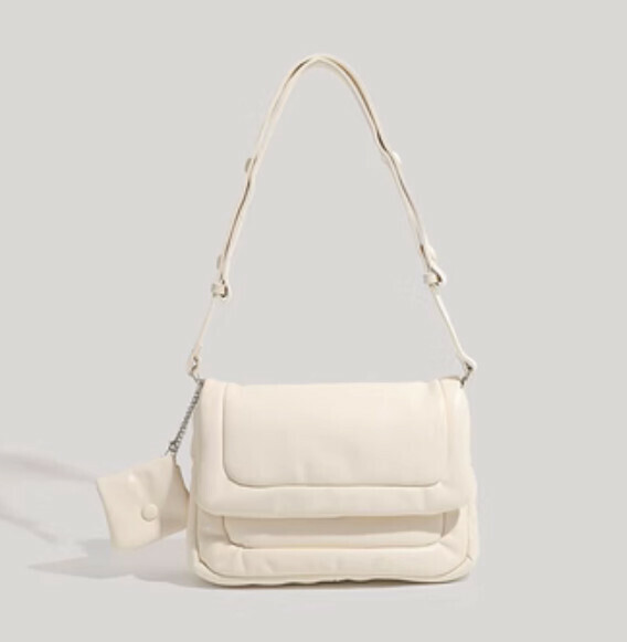 Popular pu leather large-capacity shoulder crossbody bag (off-white)