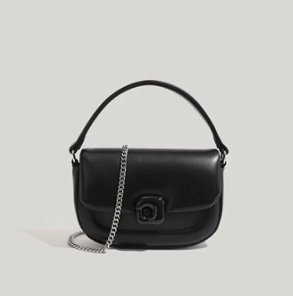 Popular pu leather shoulder chain crossbody bag (black)