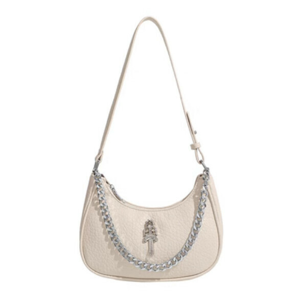 Popular pu leather chain shoulder crossbody bag (off-white)