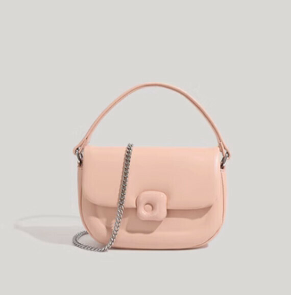 Popular pu leather shoulder chain crossbody bag (pink)