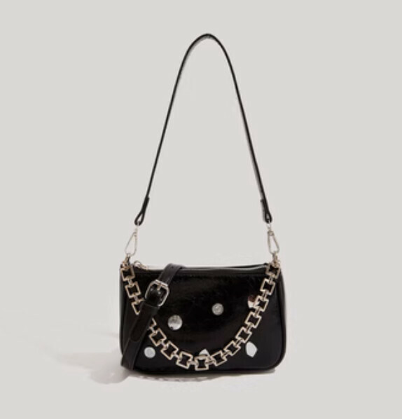 Popular pu leather versatile shoulder crossbody bag (black)
