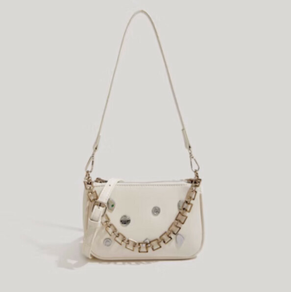 Popular pu leather versatile shoulder crossbody bag (off-white)