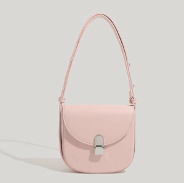 Popular pu leather high-end saddle crossbody bag (cherry blossom pink)