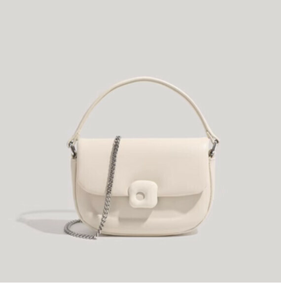 Popular pu leather shoulder chain crossbody bag (off-white)