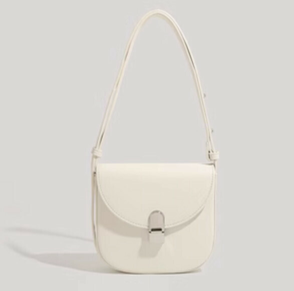 Popular pu leather high-end saddle crossbody bag (elegant white)
