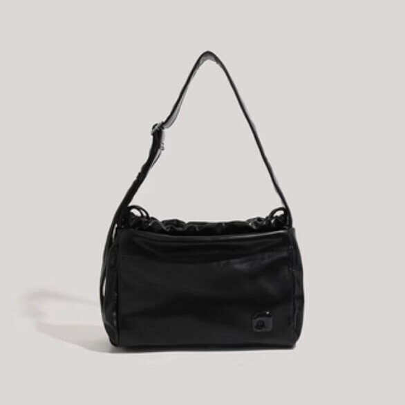 Popular pu leather commuter tote shoulder bag (black)