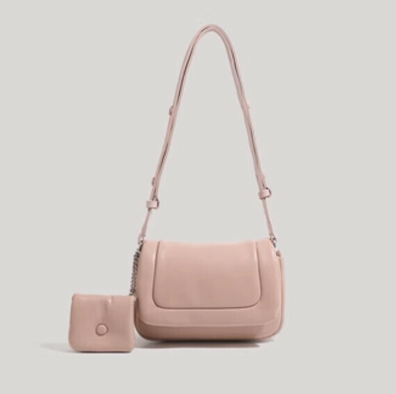 Popular pu leather simple underarm shoulder crossbody bag (pink)