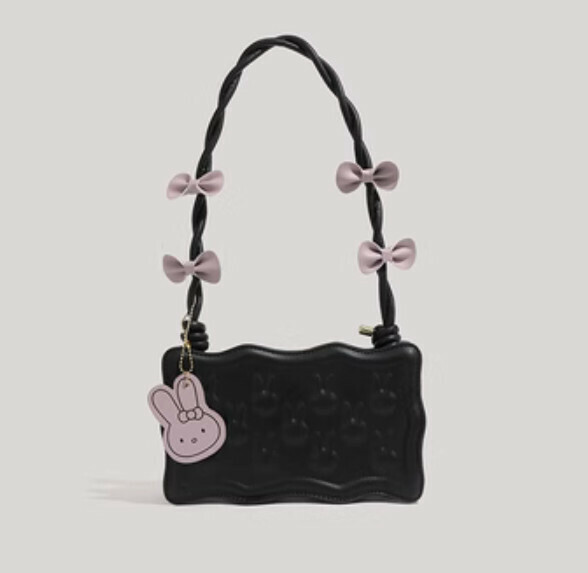 Popular pu leather versatile shoulder crossbody bag (black)