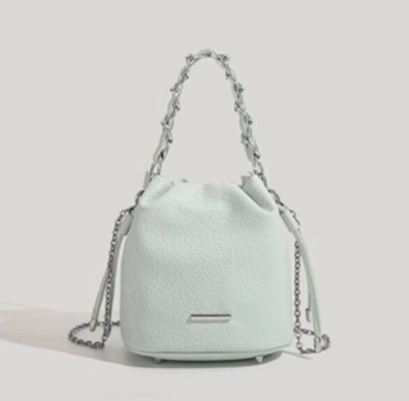 Popular pu leather chain shoulder bucket crossbody bag (green)