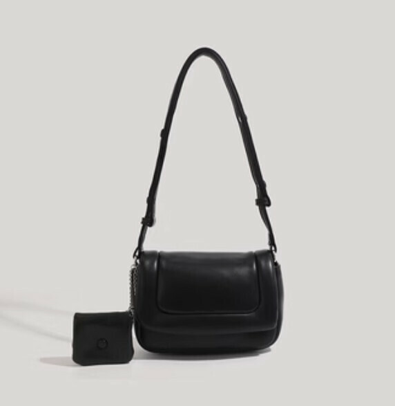 Popular pu leather simple underarm shoulder crossbody bag (black)