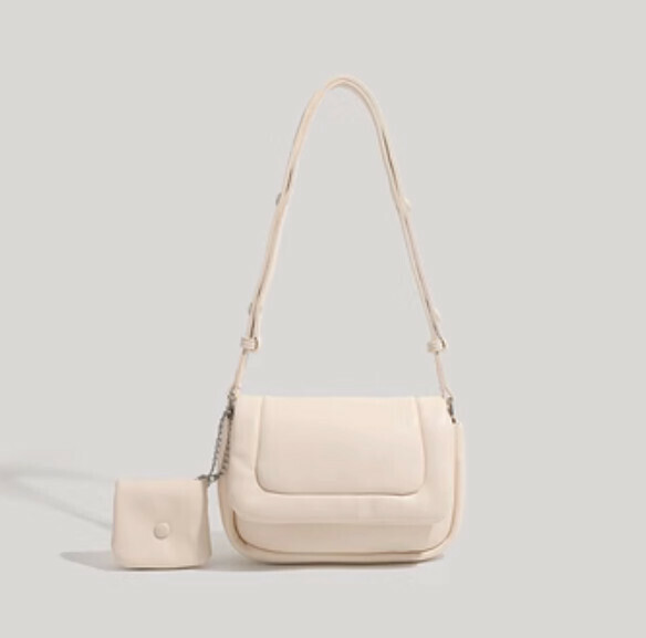 Popular pu leather simple underarm one-shoulder crossbody bag (off-white)