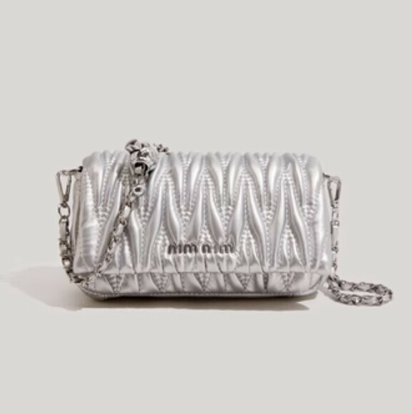 Popular pu leather rhinestone chain shoulder crossbody bag (silver)