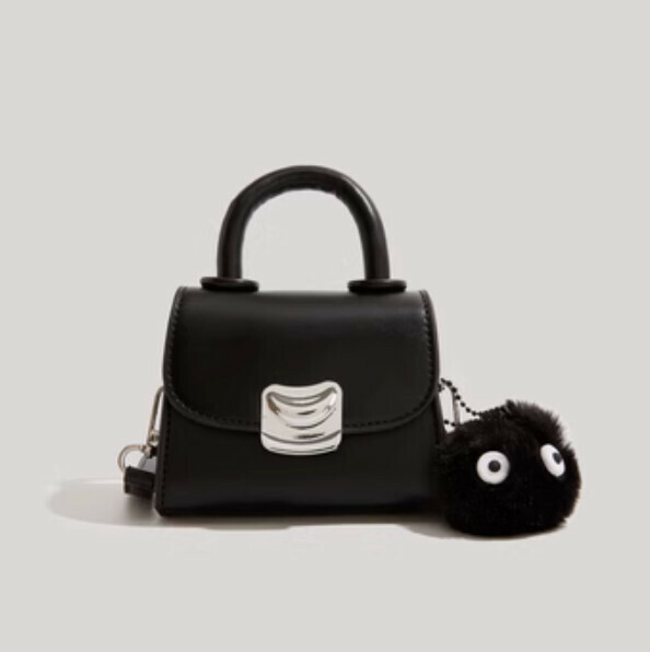 Popular pu leather mini portable shoulder crossbody bag (black)
