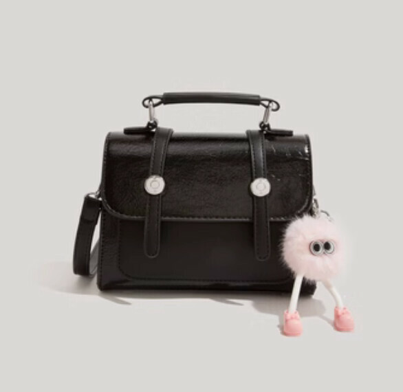 Popular pu leather versatile shoulder crossbody bag (black)