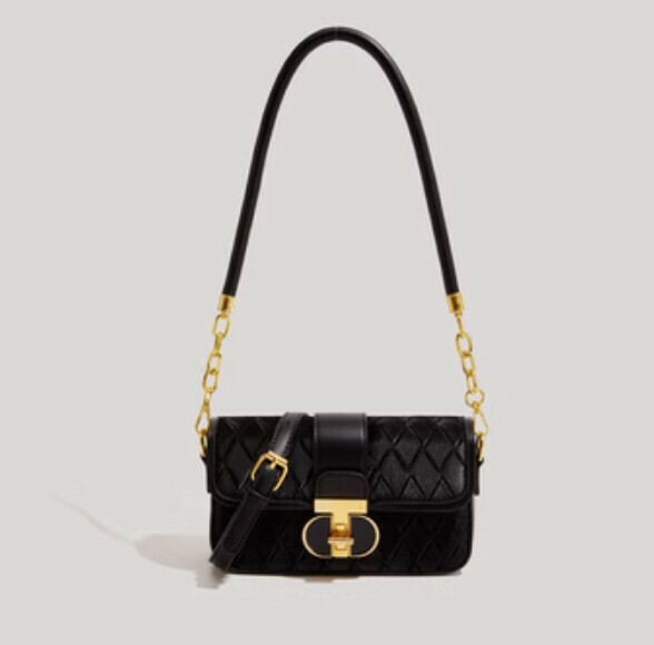 Popular pu leather high-end armpit shoulder crossbody bag (black)