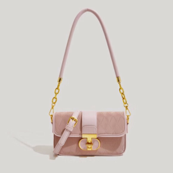 Popular pu leather high-end underarm shoulder crossbody bag (pink)