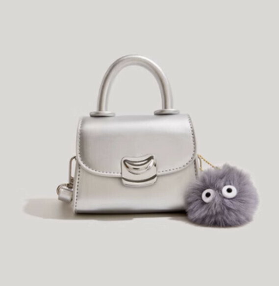 Popular pu leather mini portable shoulder crossbody bag (silver)