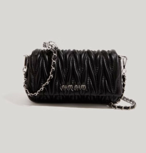 Popular pu leather rhinestone chain shoulder crossbody bag (black)