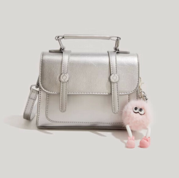 Popular pu leather versatile shoulder crossbody bag (silver)
