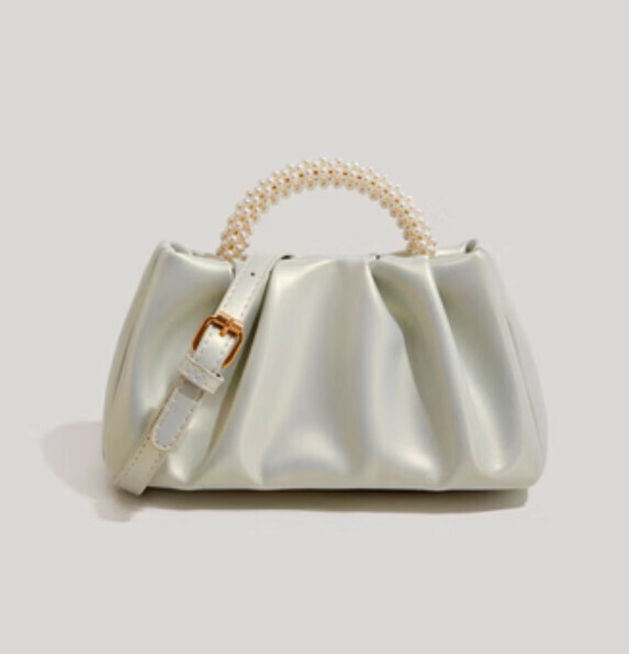 Popular pu leather pearl portable shoulder crossbody bag (green)
