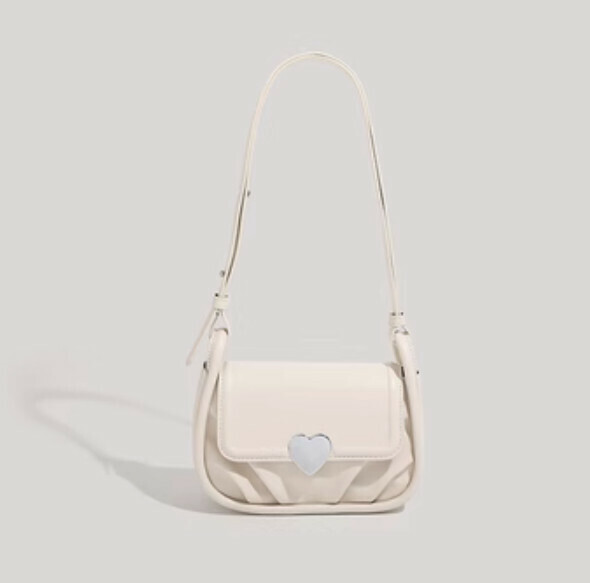 Popular pu leather pleated one-shoulder crossbody small square bag (white)