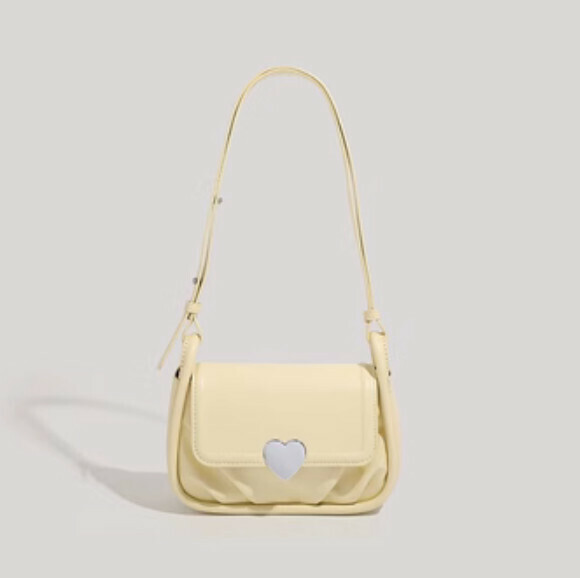 Popular pu leather pleated one-shoulder crossbody small square bag (yellow)