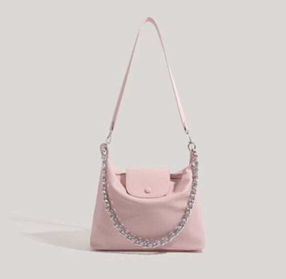 Popular large-capacity pu leather chain shoulder tote bag (pink)