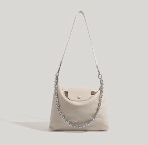 Popular large-capacity pu leather chain shoulder tote bag (khaki color)