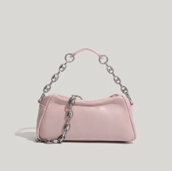 Popular pu leather chain armpit small square bag (pink)