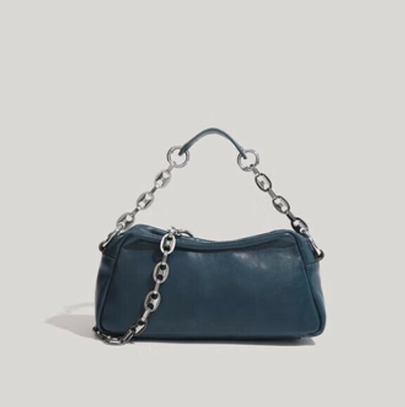 Popular pu leather chain armpit small square bag (blue)