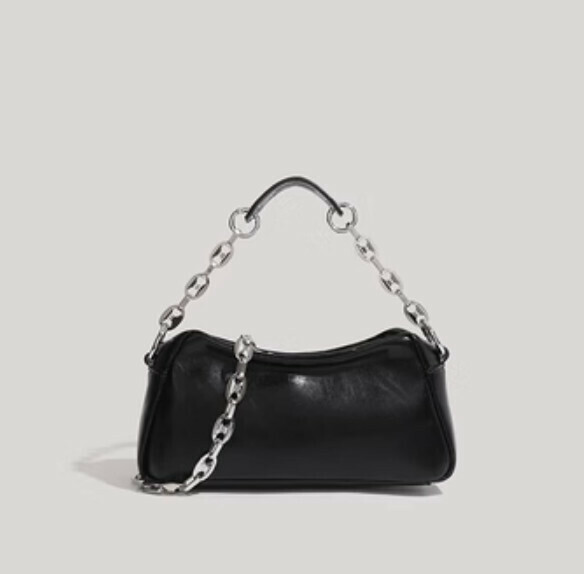 Popular pu leather chain armpit small square bag (black)