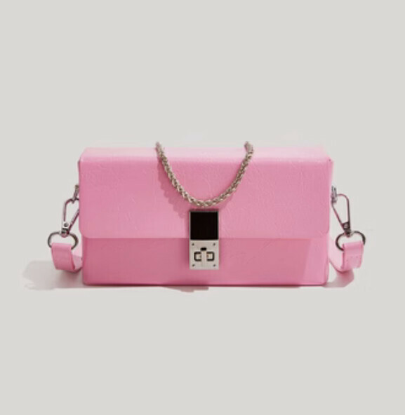 Popular pu leather chain shoulder crossbody bag (rose pink)