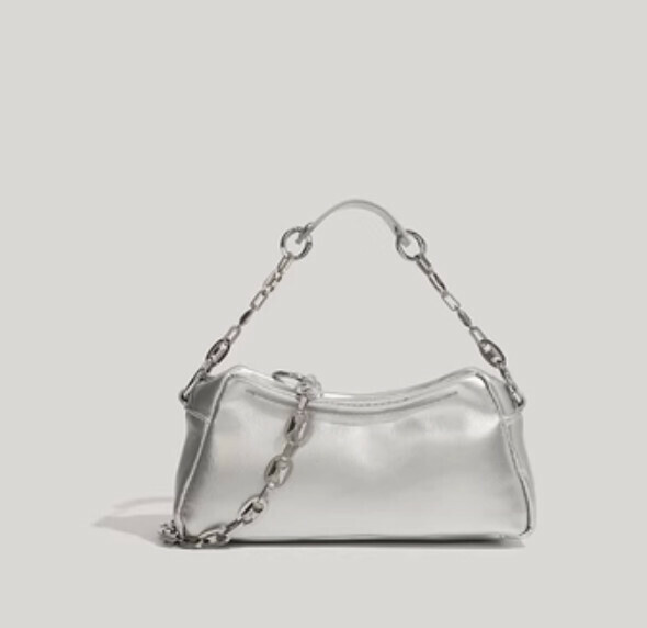 Popular pu leather chain armpit small square bag (silver)