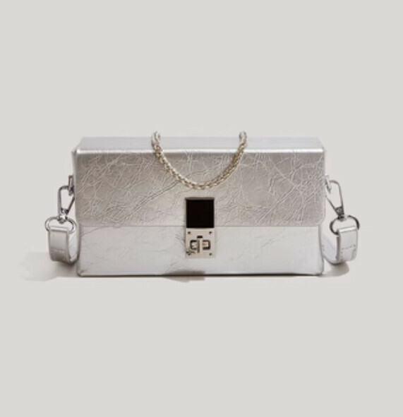 Popular pu leather chain shoulder crossbody bag (silver)
