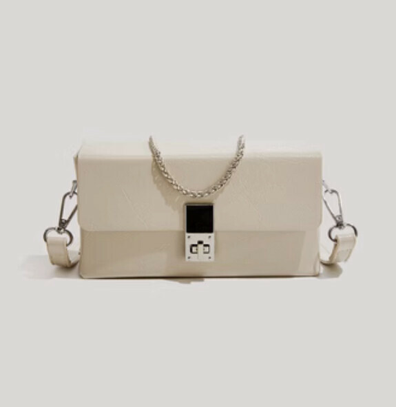 Popular pu leather chain shoulder crossbody bag (khaki)