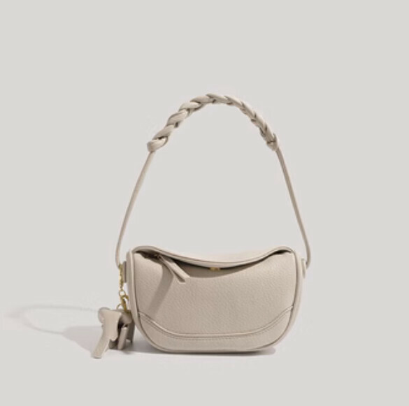 Popular pu leather one-shoulder cross-body dumpling bag (khaki color)
