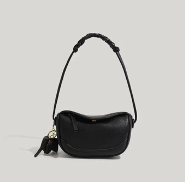 Popular pu leather one-shoulder cross-body dumpling bag (black)